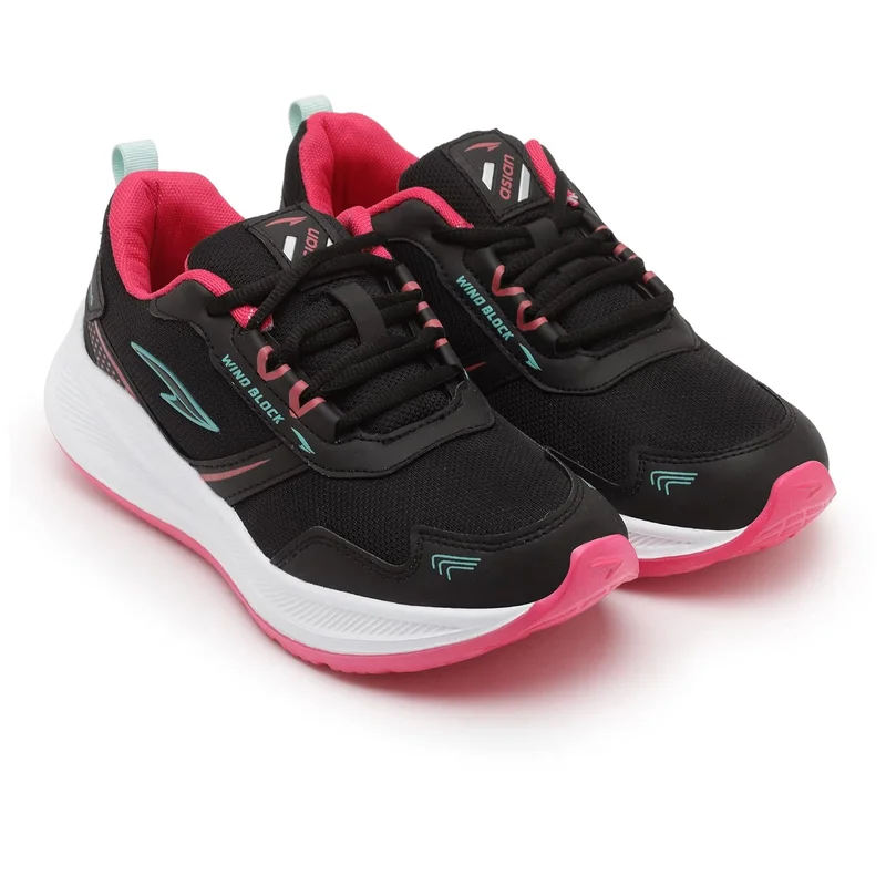 أسيان Black Rani Pink Sports Sneakers for Girls