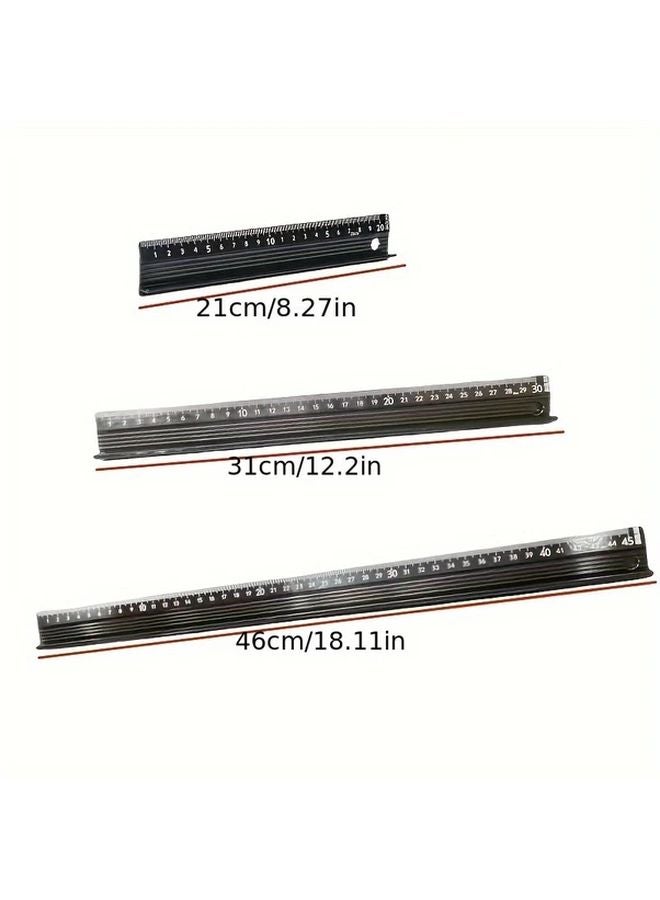 Black 7 87 Inch Industrial Grade Aluminum Precision Measuring Ruler Set With Non Slip Grip - Image 3