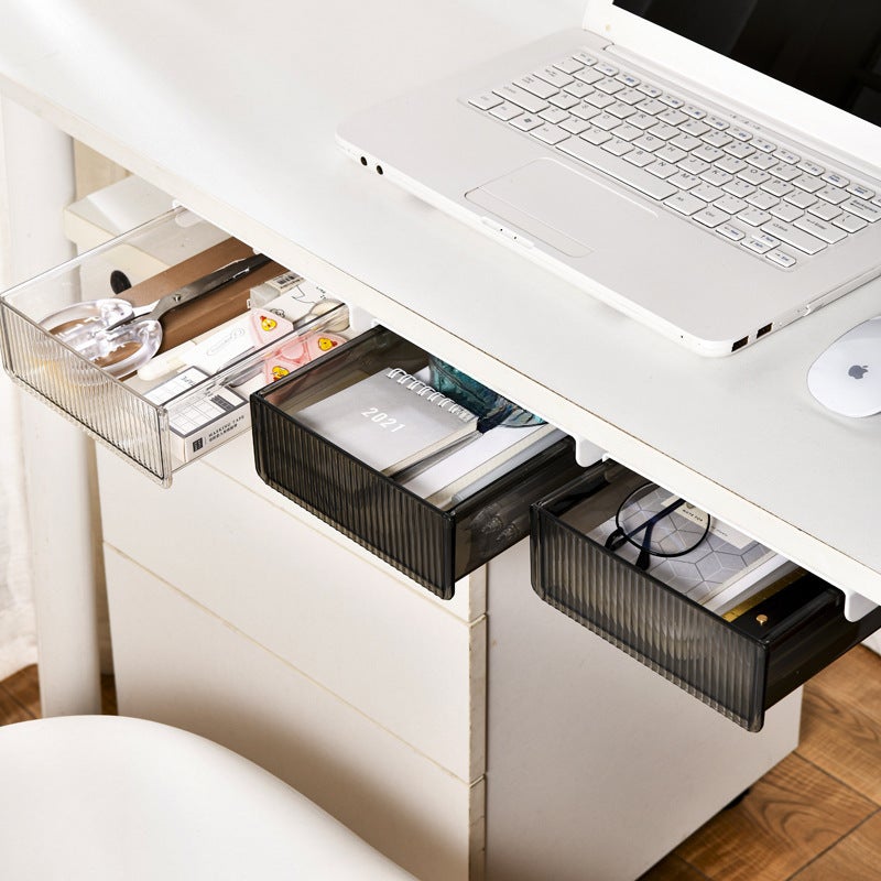 Under Desk Storage Drawer: Transparent Medium Size, ABS+PET 100% New Plastic - Durable Long-Lasting, Invisible Drawer Design for Home Office Organization - Image 5
