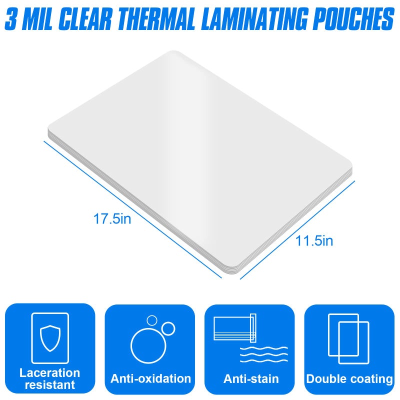 HERKKA 100 Pack Laminating Sheets, Hold 11 x 17 Inch Sheet, 3 Mil Clear Thermal Laminating Pouches 11.5 x 17.5 Inch Lamination Sheet Paper for Laminator, Round Corner - Image 2