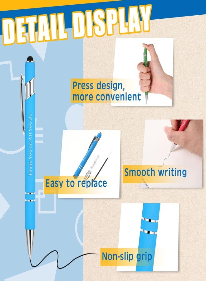 Seajan 36 Pcs Employee Appreciation Gift Pen Bulk Thank You for All You Do 2 in 1 Stylus Pen Multicolor Fine Point Pens for Men Women Coworker Volunteer Teacher Student - Image 3