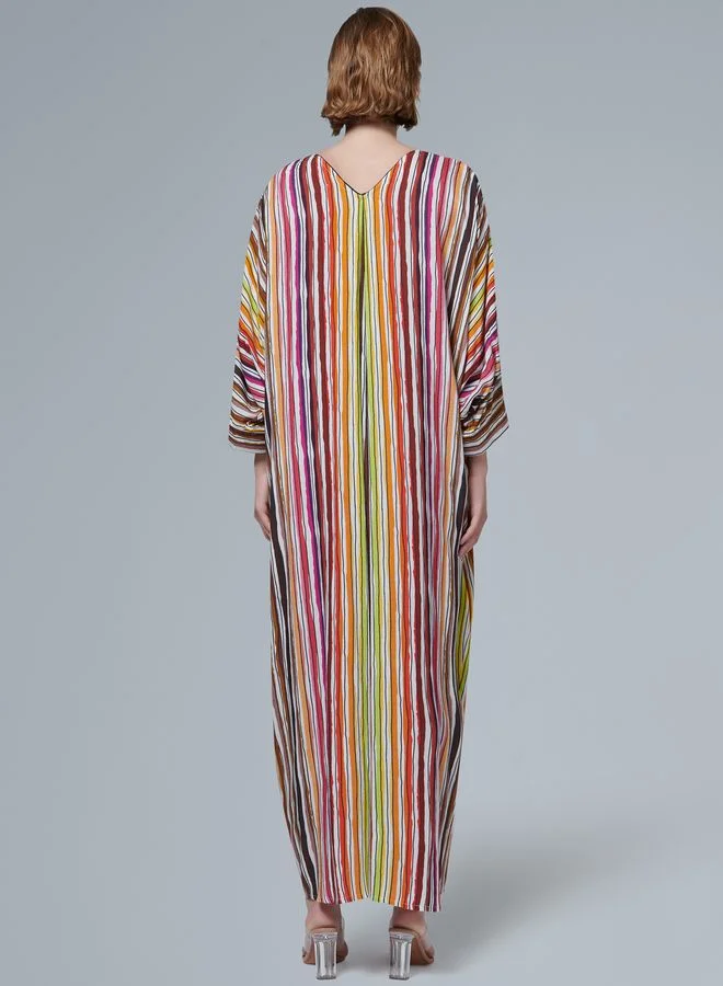 leem Multicoloured Striped Kaftan