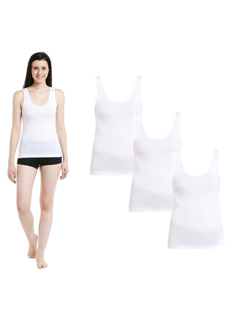 BYC WOMEN'S COTTON VEST (PACK OF 3) - WHITE  - Image 1