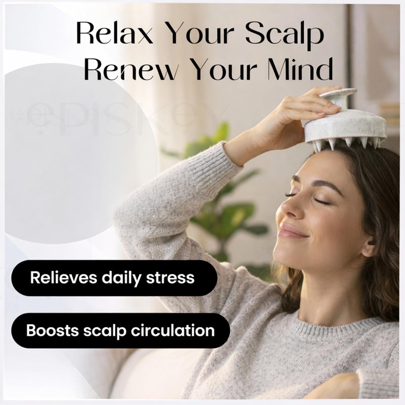 Episkey Scalp Massager Shampoo Brush for Hair Wash Anti-Dandruff Silicone Scalp Scrubber with Soft Bristles | Deep Clean, Exfoliation & Hair Growth Ayurvedic Head Massage Brush for Men&Women(JW-35) - Image 5