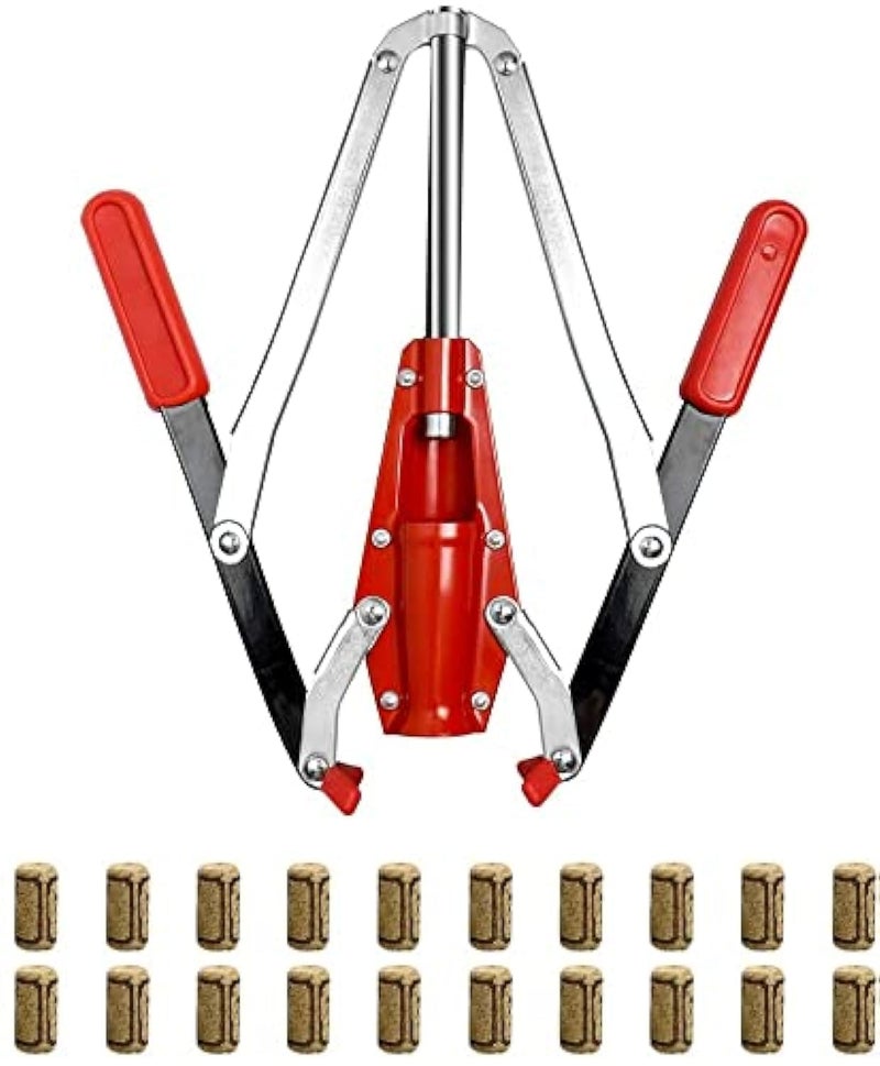 FastRack Double Lever Corker for Wine Bottles | Wine Bottle Corker with 20 Pcs Wine Corks | #8 Agglomerated corks Durable, Dual-Lever Design for Consistent Sealing | 14" Height â€“ Made in Portugal - Image 1