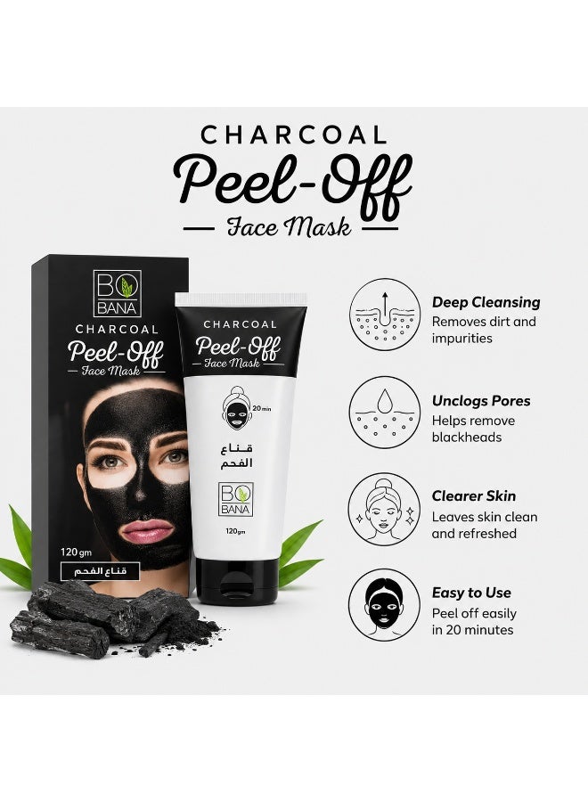 Bobana Charcoal Peel-Off Face Mask, Blackhead Remover & Pore Cleanser, 120g - Image 2
