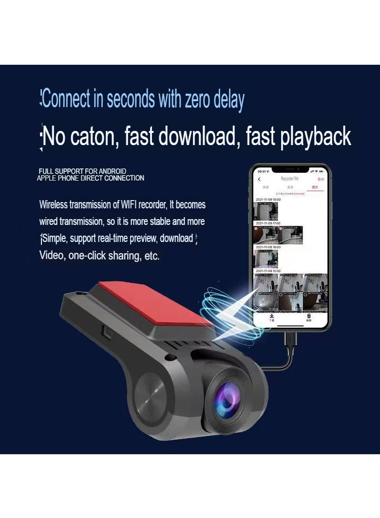 AROAQ Dash Cam With, 1080p Driving Recorder Wide Angle 24 Hours Parking Surveillance, Waterproof Driving Recorder Cam For Car, USB screenless mobile phone direct connection single recording (alloy) - Image 2