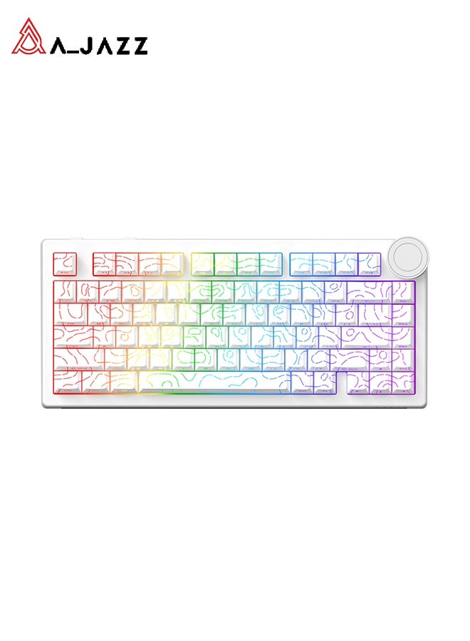 A-jazz AK820 V2 75% Compact Mechanical Keyboard, 81 keys, tri-mode (2.4 GHz/Bluetooth/wired), 10,000 mAh battery, spacer-mounted design, hot-swappable switches, RGB backlighting, white contoured keycaps - Image 1