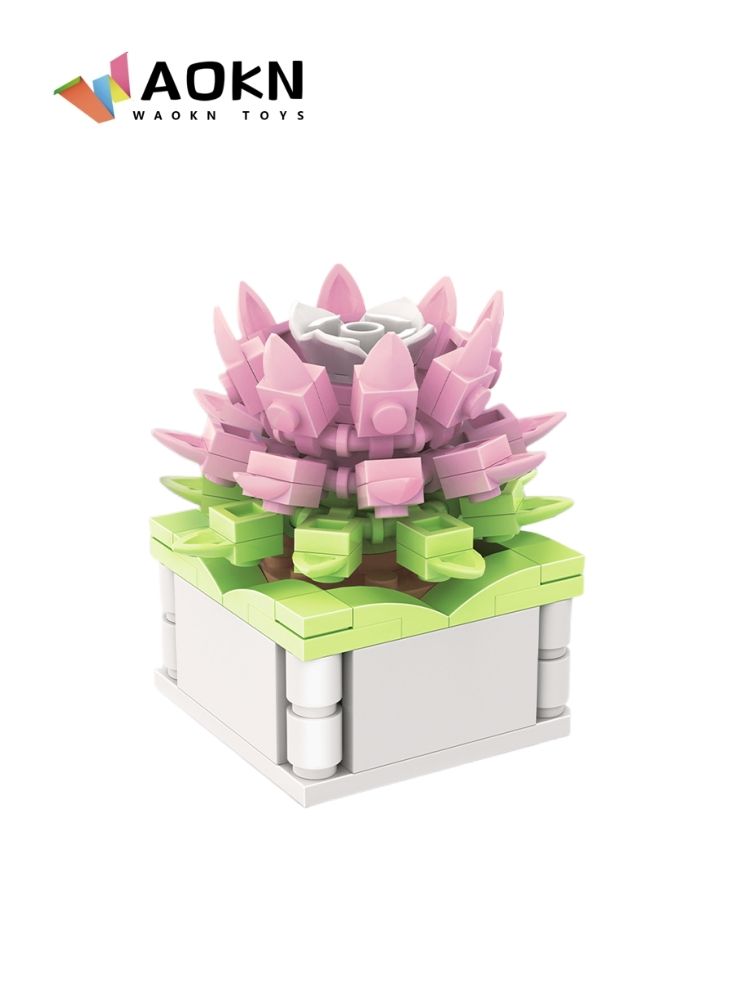 WAOKN New Creative Assembly Simulation Flowers Pot Small Particle Building Blocks Creative Art Decoration Gift