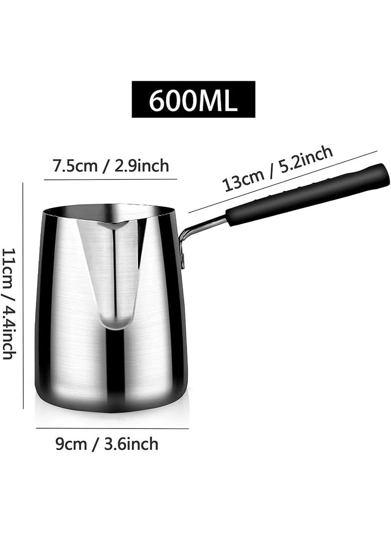 MostNow 600ML/20oz Turkish Coffee Pot, 304 Stainless Steel Coffee and Butter Warmer, Premium Milk Warmer and Milk Pot with Spout - Image 2