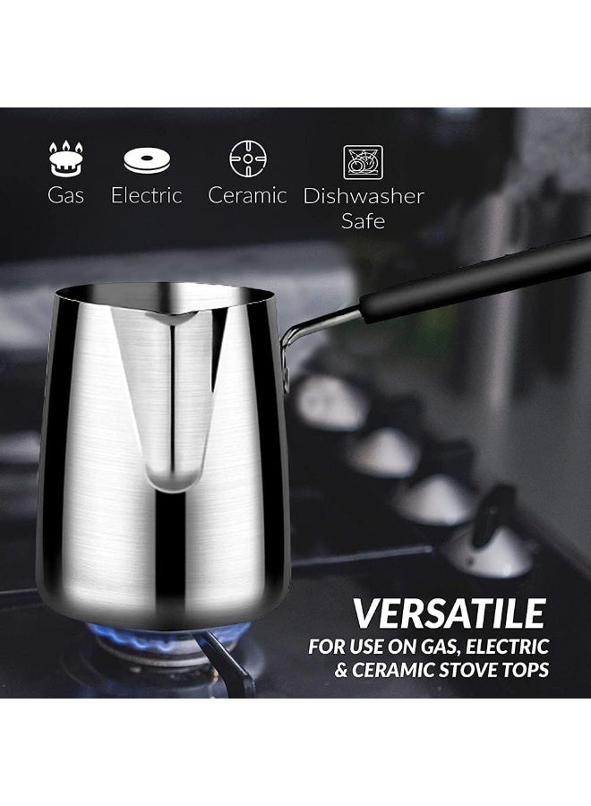 MostNow 600ML/20oz Turkish Coffee Pot, 304 Stainless Steel Coffee and Butter Warmer, Premium Milk Warmer and Milk Pot with Spout - Image 5