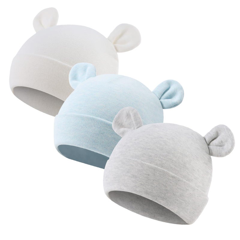 Cotton Newborn Baby Girls Hat Spring Newborn Boys Hat Cute Rabbit Infant Beanie WhiteBlueGrayPreemieNewborn