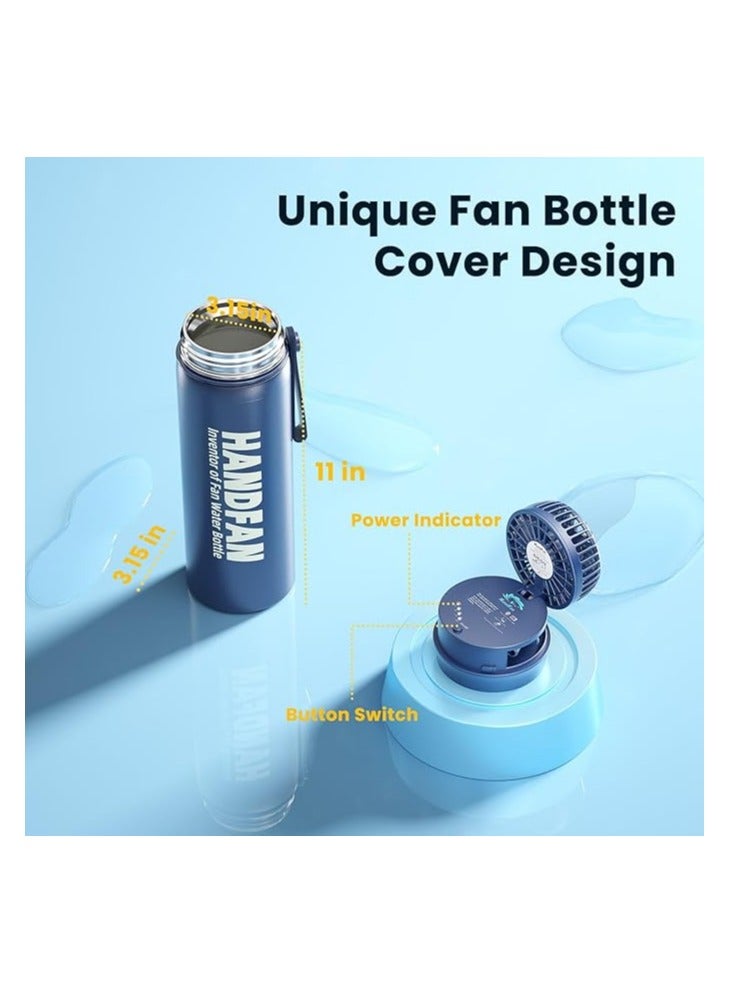 HandFan Bottle 24 oz Insulated Water Bottle with Fan, Stainless Steel Sports Water Bottles Flask with Straw, Personalized Hot & Cold Water Jug, Travel Thermo Mug Gifts for Women Running Gym(Blue)-(Colour different) - Image 3
