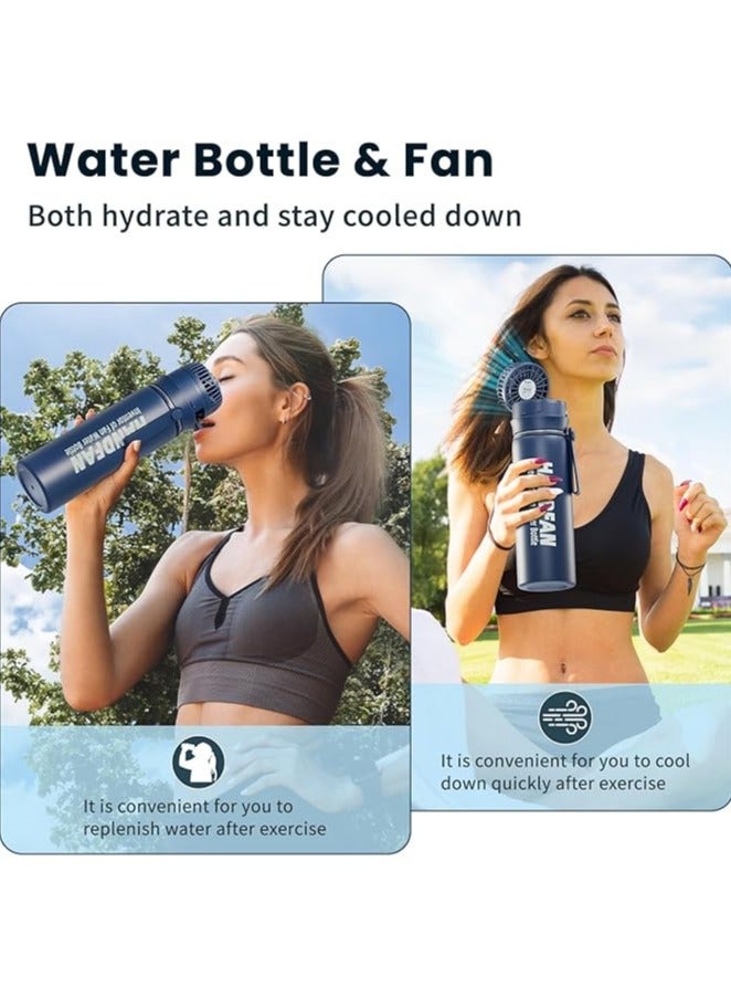 HandFan Bottle 24 oz Insulated Water Bottle with Fan, Stainless Steel Sports Water Bottles Flask with Straw, Personalized Hot & Cold Water Jug, Travel Thermo Mug Gifts for Women Running Gym(Blue)-(Colour different) - Image 4