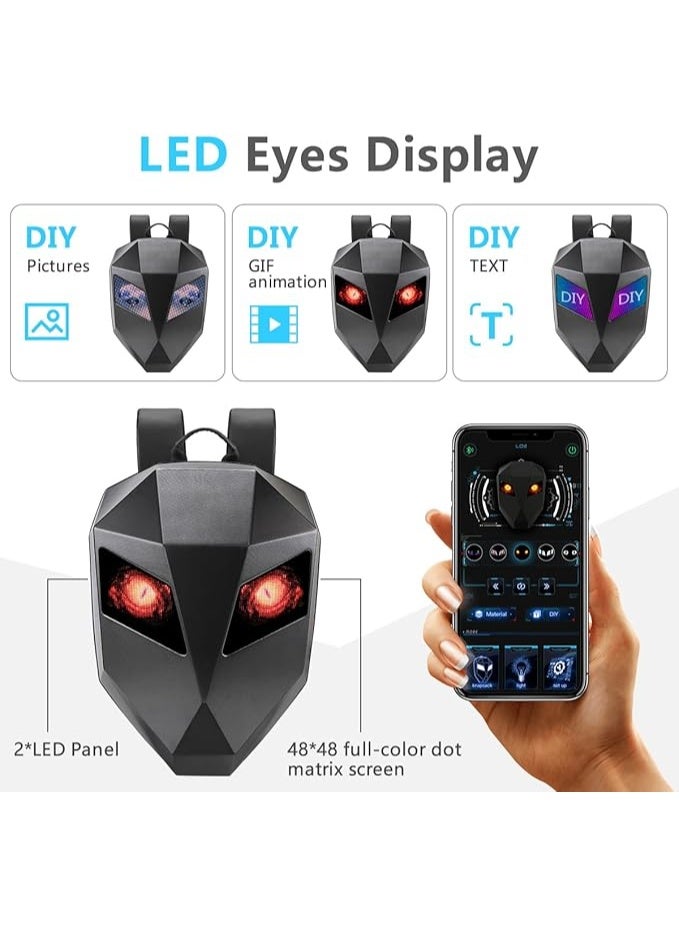 Backpacks Pixel Art Motorcycle Backpack Dynamic WiFi Waterproof Supports iOS/Android System LED Display Text/Picture/GIF Animation Laptop Backpack - Image 2