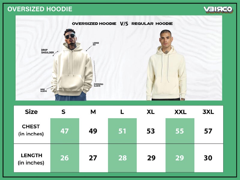 Veirdo® Polycotton Spun Oversized Fit Drop Shoulder Hooded Sweatshirt Full Sleeves Solid Jumper Hoodie for Men/Boys (OS_HDY_V_SP_PW_XL) - Image 5