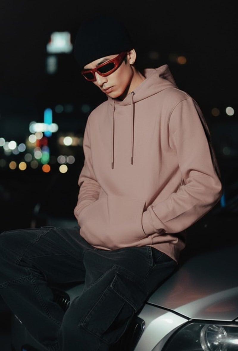 Veirdo® Polycotton Spun Oversized Fit Drop Shoulder Hooded Sweatshirt Full Sleeves Solid Jumper Hoodie for Men/Boys (OS_HDY_V_SP_PW_XL) - Image 2