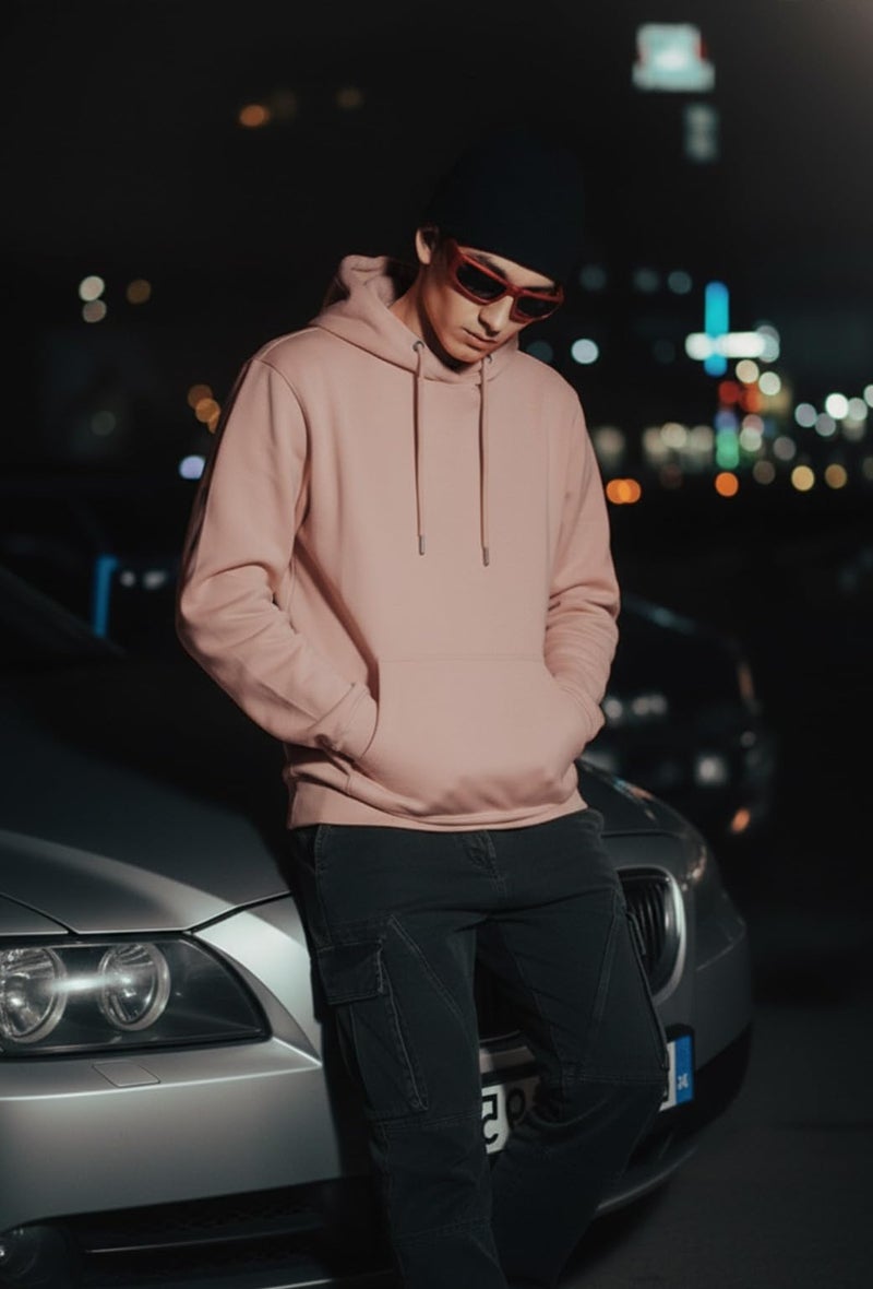 Veirdo® Polycotton Spun Oversized Fit Drop Shoulder Hooded Sweatshirt Full Sleeves Solid Jumper Hoodie for Men/Boys (OS_HDY_V_SP_PW_XL) - Image 3