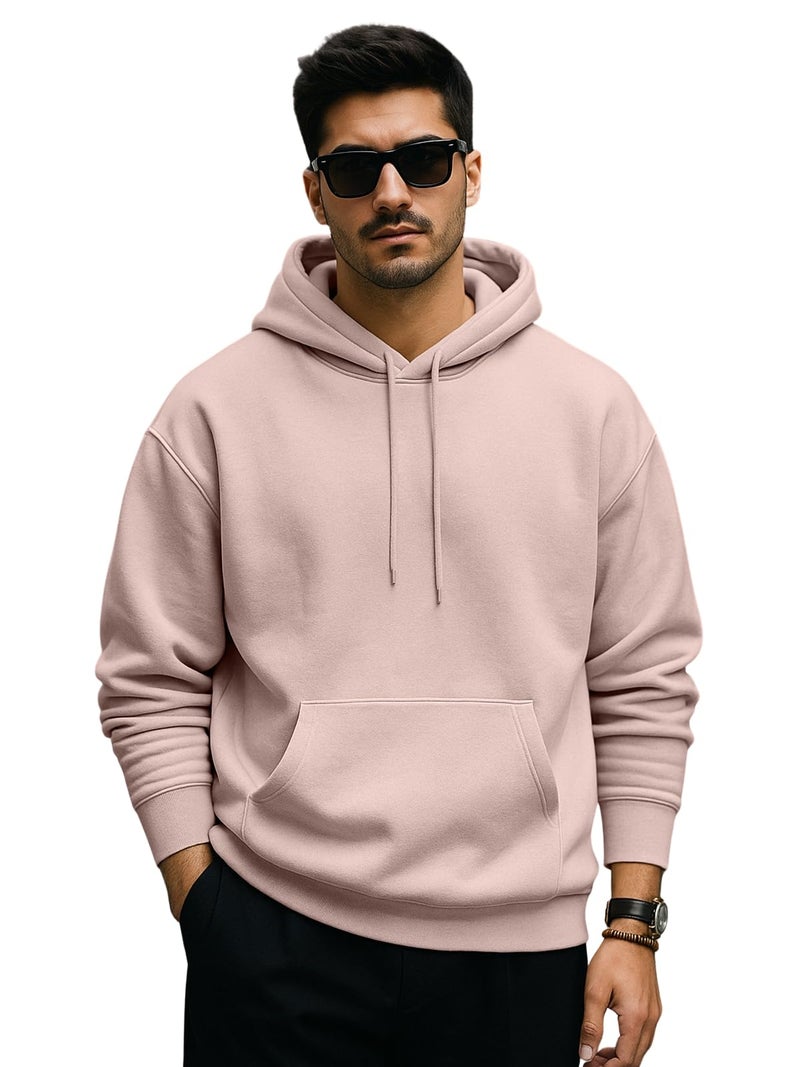 Veirdo® Polycotton Spun Oversized Fit Drop Shoulder Hooded Sweatshirt Full Sleeves Solid Jumper Hoodie for Men/Boys (OS_HDY_V_SP_PW_XL) - Image 1