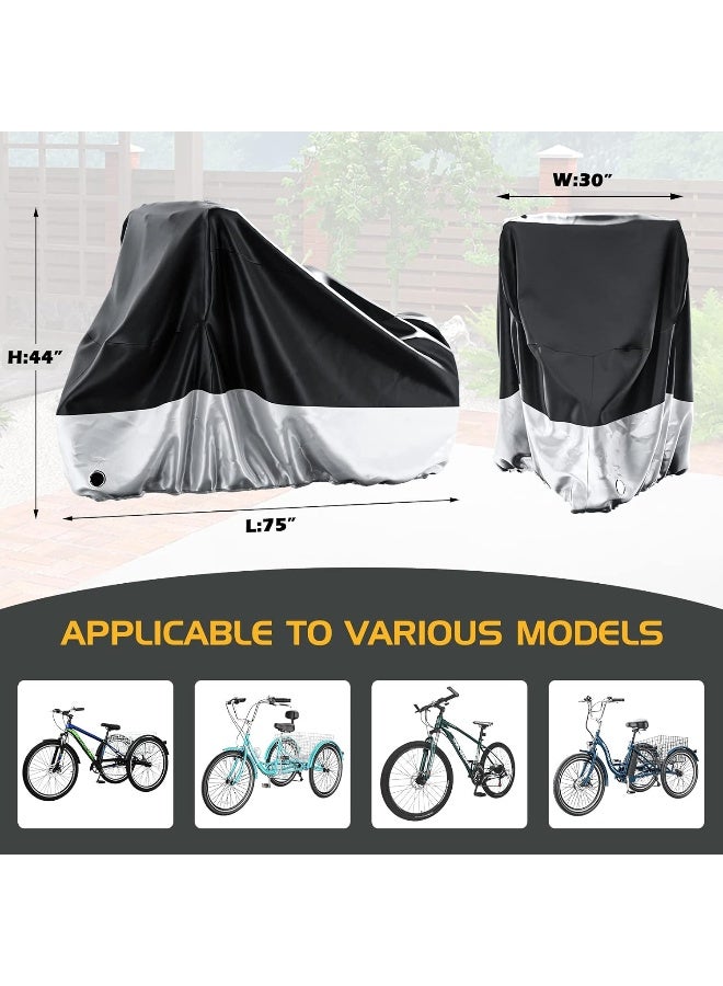MOONCOOL Adult Tricycle Cover Trike Cover, 3 Wheeled Bicycle Bike Cover for Outdoor Storage Waterproof, Dust Wind Proof for Bikes - Image 2
