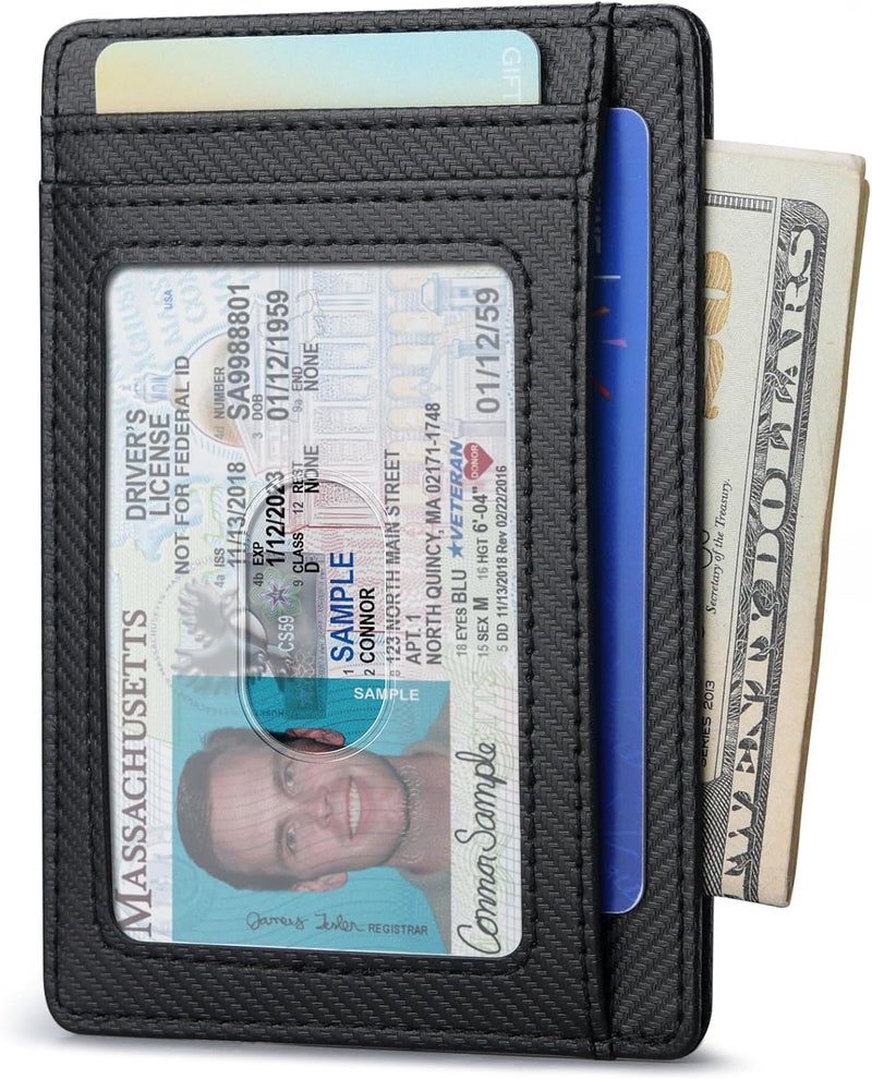 Buffway محفظة جلدية رفيعة وعصرية مع حماية RFID للرجال والنساء - أسود قمة - Image 2