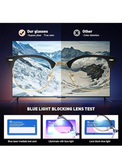 YALONG 2 Packs Blue Light Blocking Glasses, Computer Reading/Gaming/TV/Phones Glasses for Women Men,Anti Eyestrain & UV Glare (Black Gold+Clear)  - Image 5