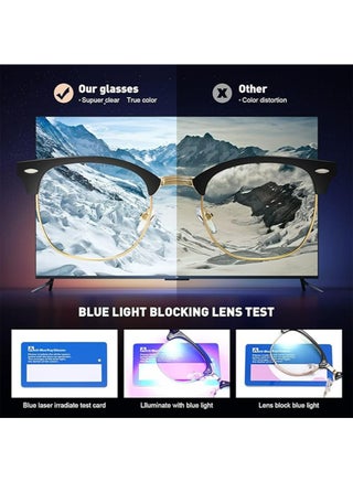 2 Packs Blue Light Blocking Glasses, Computer Reading/Gaming/TV/Phones Glasses for Women Men,Anti Eyestrain & UV Glare (Black Gold+Clear) - view 5