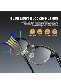 YALONG 2 Packs Blue Light Blocking Glasses, Computer Reading/Gaming/TV/Phones Glasses for Women Men,Anti Eyestrain & UV Glare (Black Gold+Clear)  - Image 2