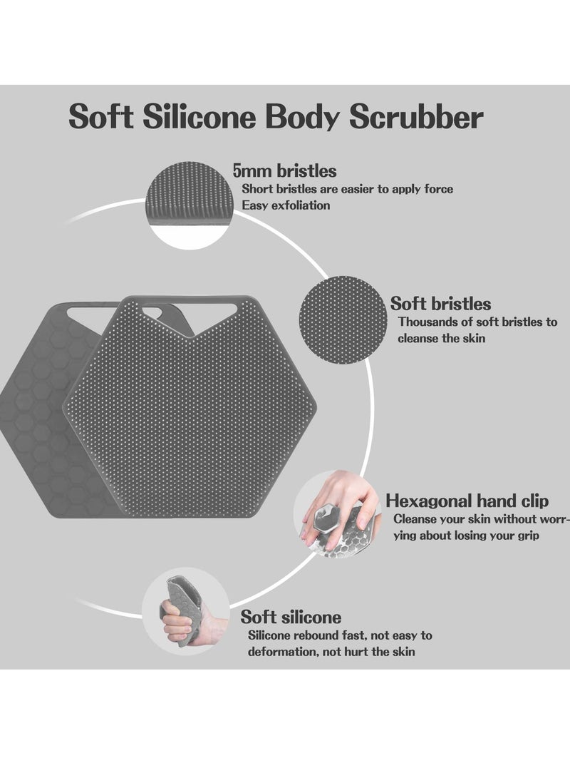 Silicone Body Scrubber and Storage Hook Set for Shower and Bathroom, Innovative Grip Design for Easy Use - Image 2