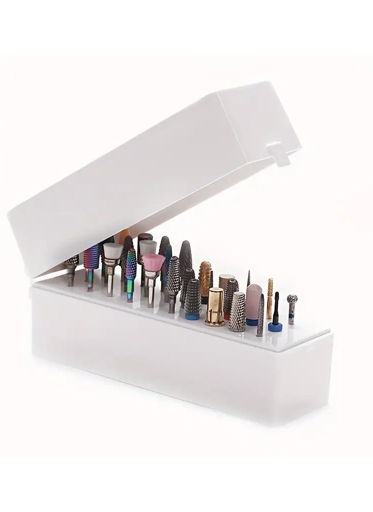 LANGMANNI 30-Hole Nail Drill Bits Storage Box - Spacious Organizer with Grinding Head Holder, Milling Cutter Storage, Manicure Stand, and Nail Art Tool Display Container - Sturdy Portable Stand for Comfortable Working Height  - Image 1
