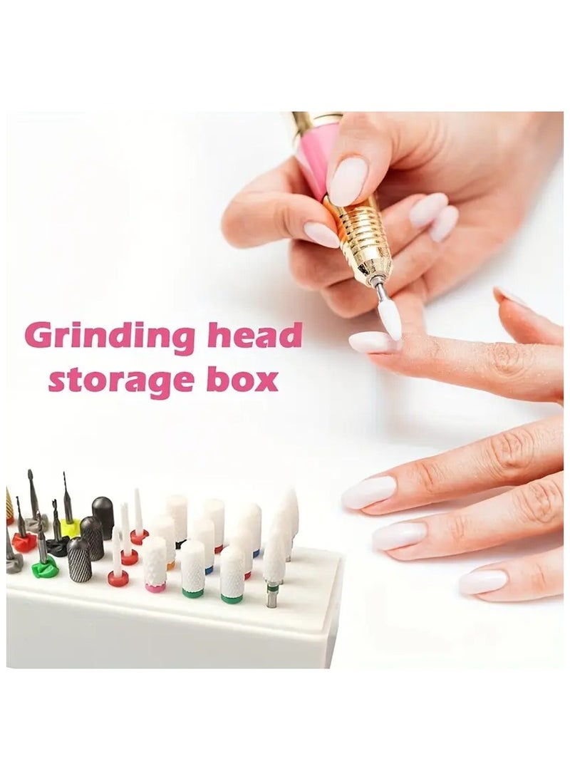 LANGMANNI 30-Hole Nail Drill Bits Storage Box - Spacious Organizer with Grinding Head Holder, Milling Cutter Storage, Manicure Stand, and Nail Art Tool Display Container - Sturdy Portable Stand for Comfortable Working Height  - Image 3