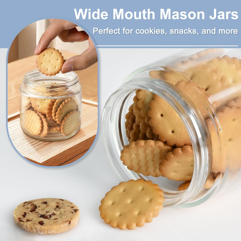 COYACOOL Overnight Oats Containers with Lids, 10oz Wide Mouth Mason Jars with Lids, 9 Pack Glass Jars with Airtight lid for Chia Pudding Yogurt Salad, Meal Prer Oatmeal Jars - Image 3