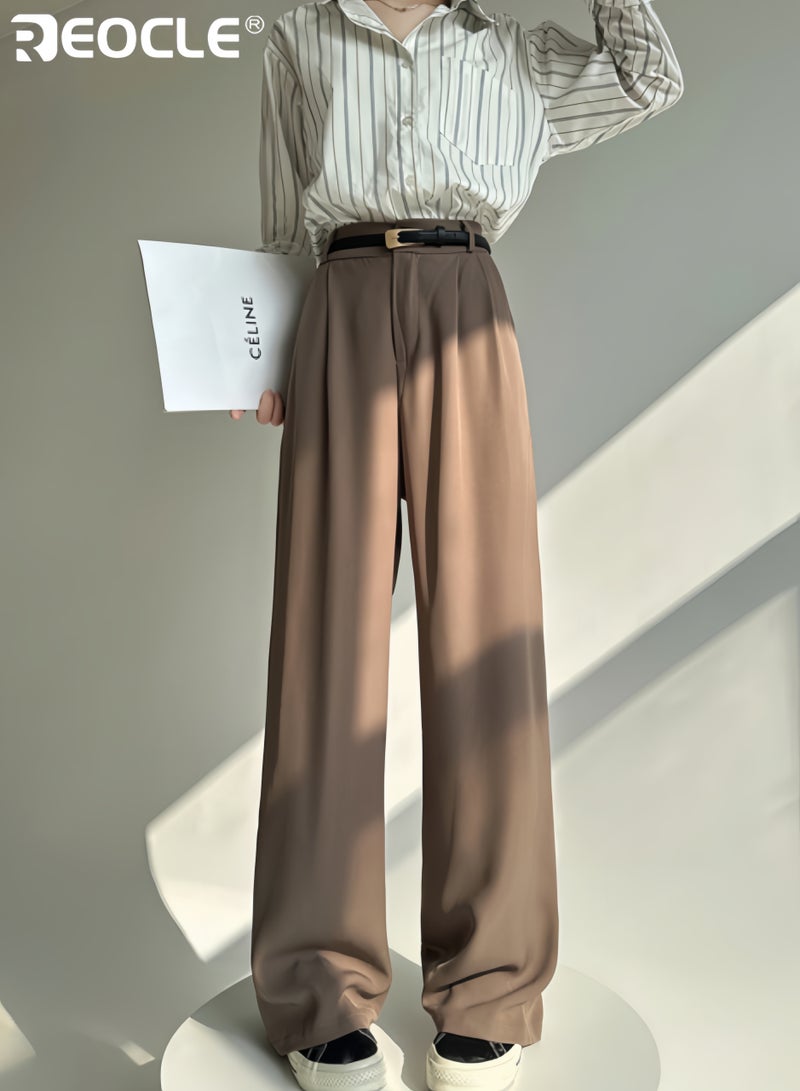 ريوكل نسائي عالية المرونة الخصر بالازو السراويل الساق العريضة فضفاضة بنطلون العمل للعمل المكتبي المناسبات الرسمية وارتداء مريح يوميا - Image 1