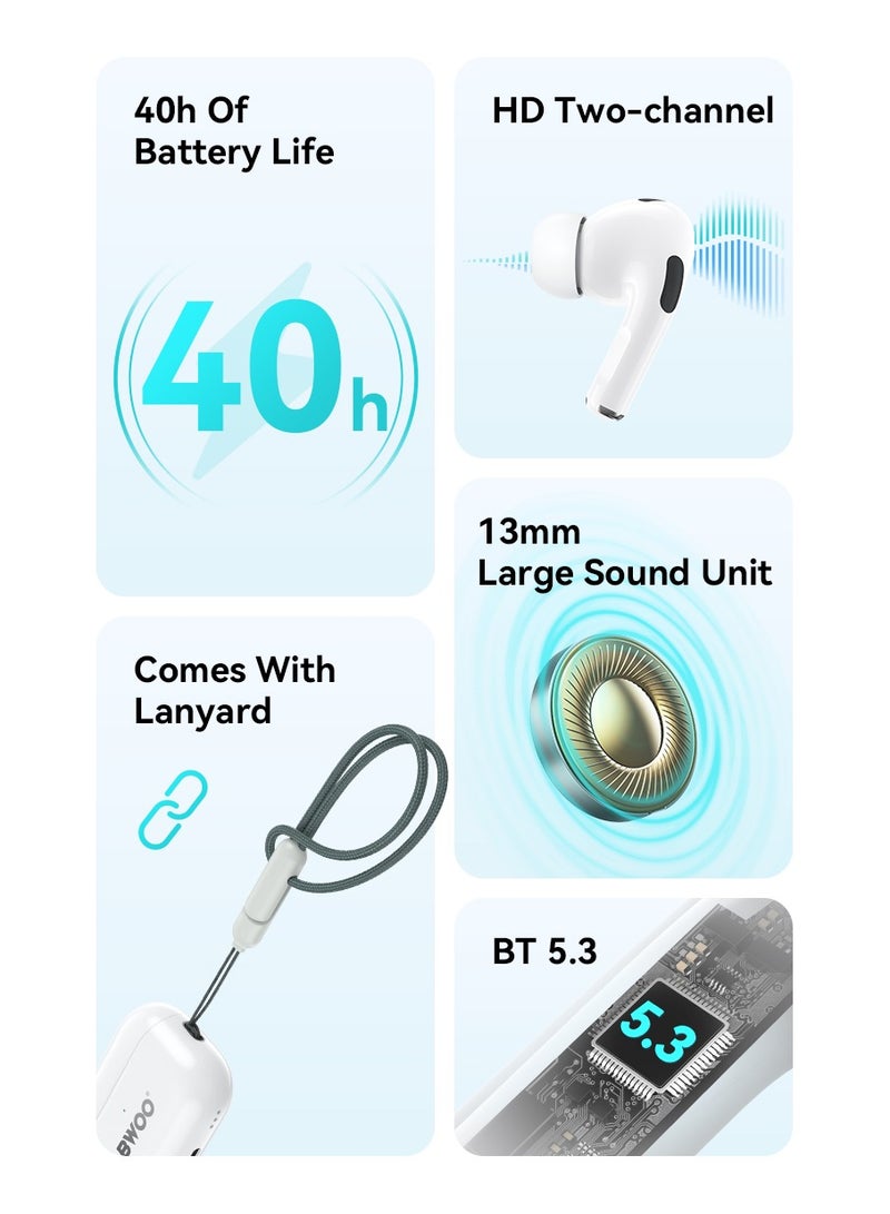 BWOO True Stereo Wireless Earphone White - Image 5
