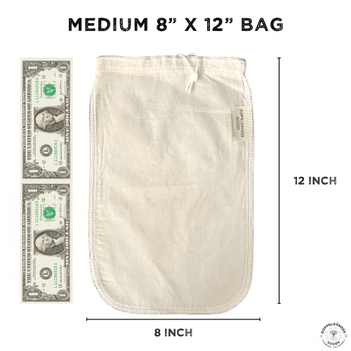 Doppeltree (1-Pack, Medium 8in x 12in) Organic Cotton Cold Brew Coffee Bag - Designed in California - Reusable Coffee Filter with EasyOpen Drawstring Cold Brew Maker for Pitchers, Mason Jars, & Toddy Systems - Image 4