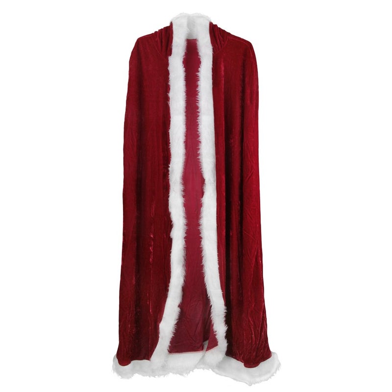 Clobeau Christmas Halloween Costumes Cloak Mrs. Claus Santa Xmas Velvet Hooded Cape Robe - Image 5