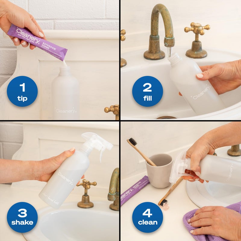 Cleanery مسحوق مركز لإعادة تعبئة المنظف متعدد الأغراض 4 عبوات للاستخدام المنزلي، المطابخ، الحمامات، البلاط، الحجر، خالي من القسوة، قائم على النباتات والمعادن، صديق للبيئة، ينتج 24 أونصة لكل عبوة، برائحة الليمون واللايم - Image 5