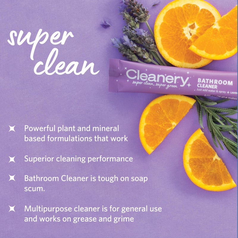 Cleanery مسحوق مركز لإعادة تعبئة المنظف متعدد الأغراض 4 عبوات للاستخدام المنزلي، المطابخ، الحمامات، البلاط، الحجر، خالي من القسوة، قائم على النباتات والمعادن، صديق للبيئة، ينتج 24 أونصة لكل عبوة، برائحة الليمون واللايم - Image 3