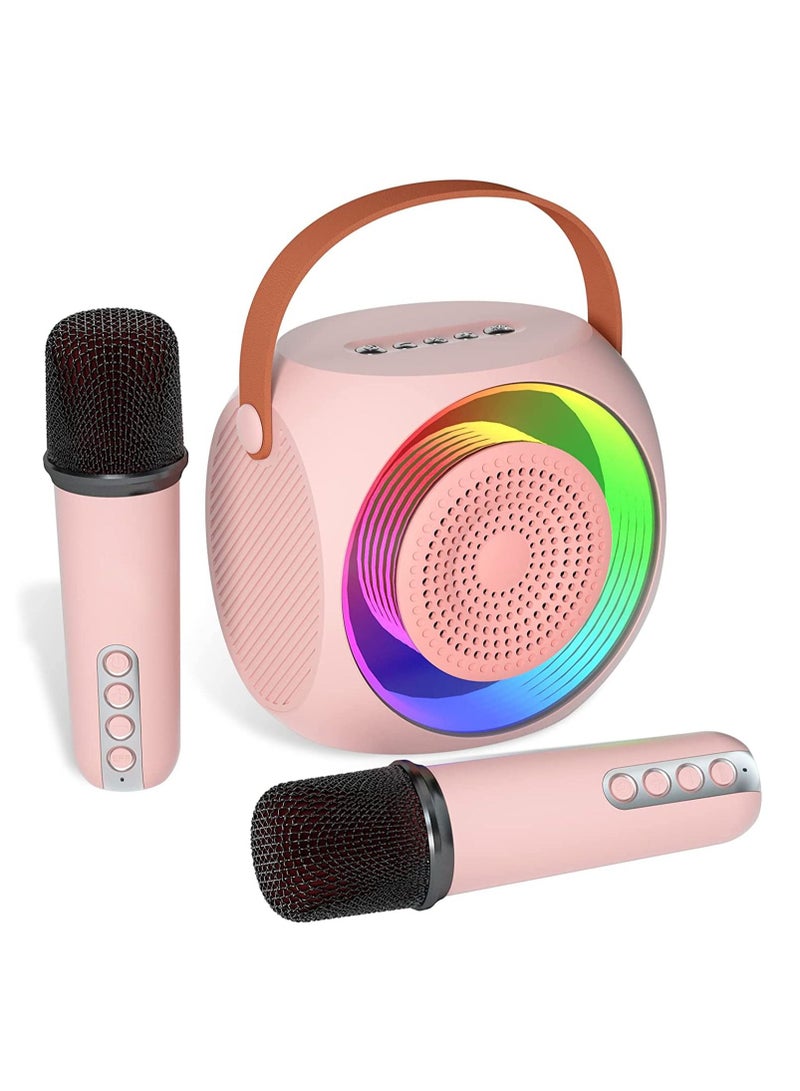 Mini Karaoke Machine for Kids Portable Bluetooth Karaoke Speaker with 2 Wireless Microphones and Led Lights for Home Party Birthday Gifts for Boys/Girls - Image 1