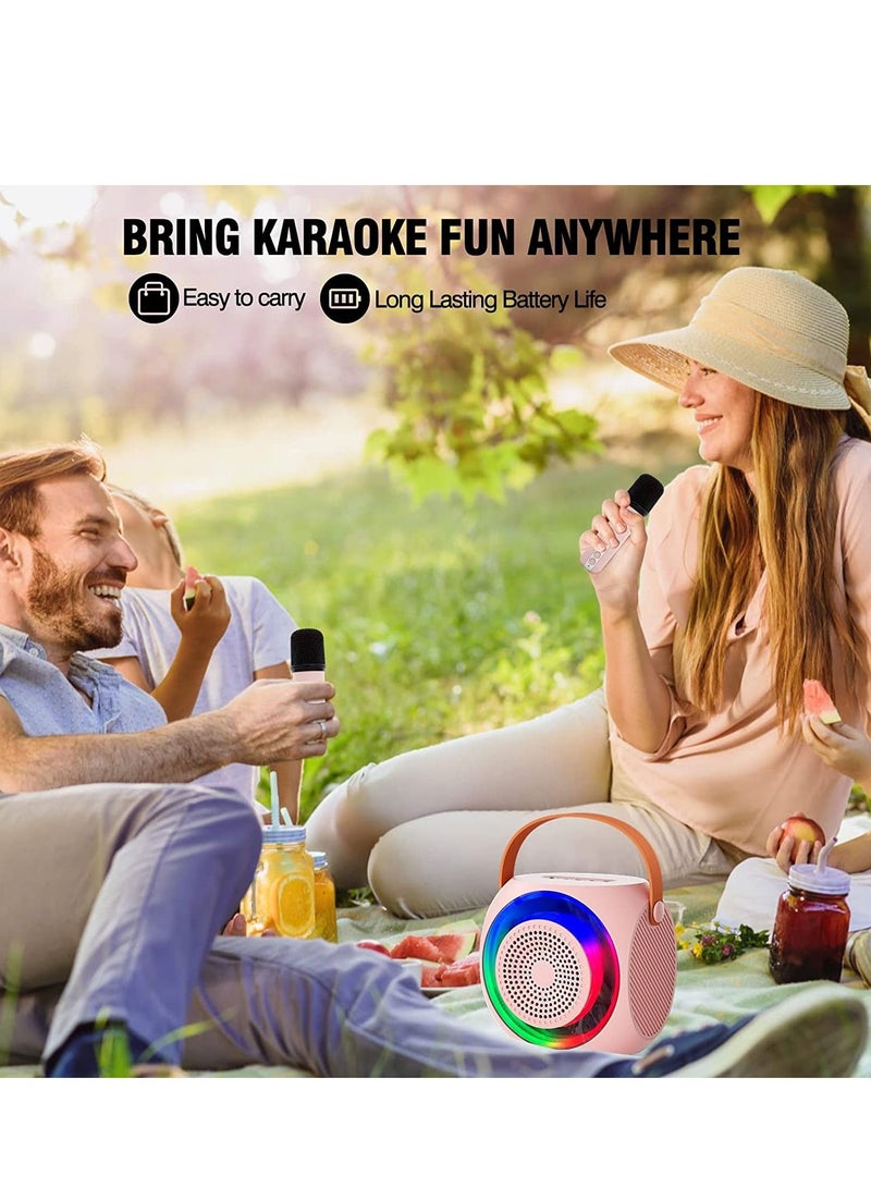 Mini Karaoke Machine for Kids Portable Bluetooth Karaoke Speaker with 2 Wireless Microphones and Led Lights for Home Party Birthday Gifts for Boys/Girls - Image 4