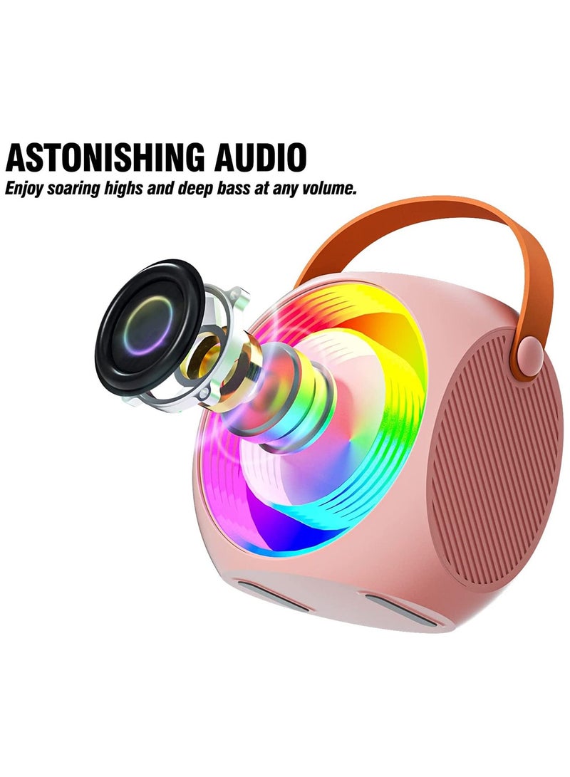 Mini Karaoke Machine for Kids Portable Bluetooth Karaoke Speaker with 2 Wireless Microphones and Led Lights for Home Party Birthday Gifts for Boys/Girls - Image 3