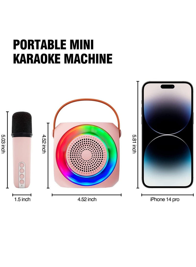 Mini Karaoke Machine for Kids Portable Bluetooth Karaoke Speaker with 2 Wireless Microphones and Led Lights for Home Party Birthday Gifts for Boys/Girls - Image 2