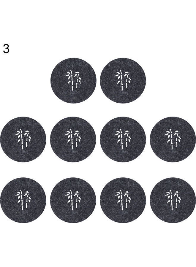 NIBEMINENT 10-Piece Decorative Round Coaster Set Dark Grey/White 9x0.3cm