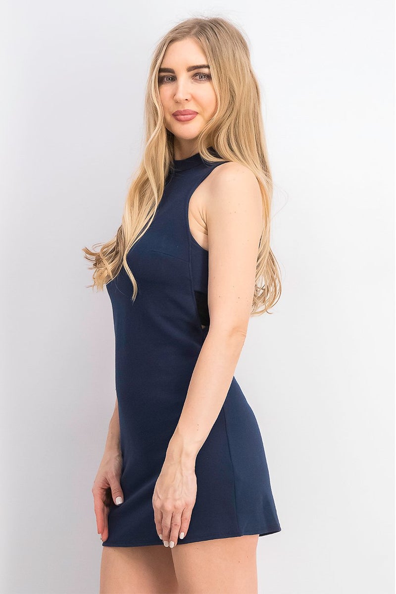 TOPSHOP Women Solid Mini Dress, Navy  - Image 3