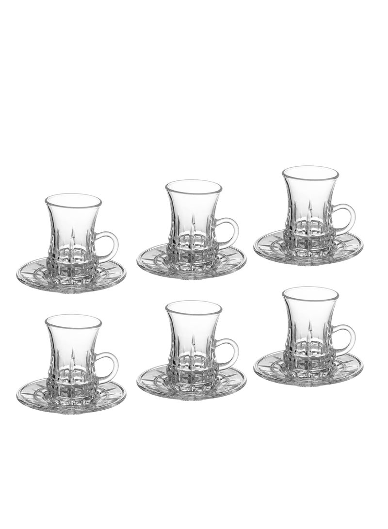 Safa Tea cups set with plates of clear and pure glass consisting of 6 cups and 6 tea plates - Image 2