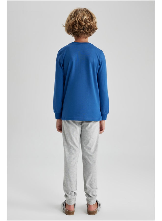 DeFacto - Boy Regular Fit Crew Neck Long Sleeve Knitted Pyjamas - 2 Pieces - Image 1