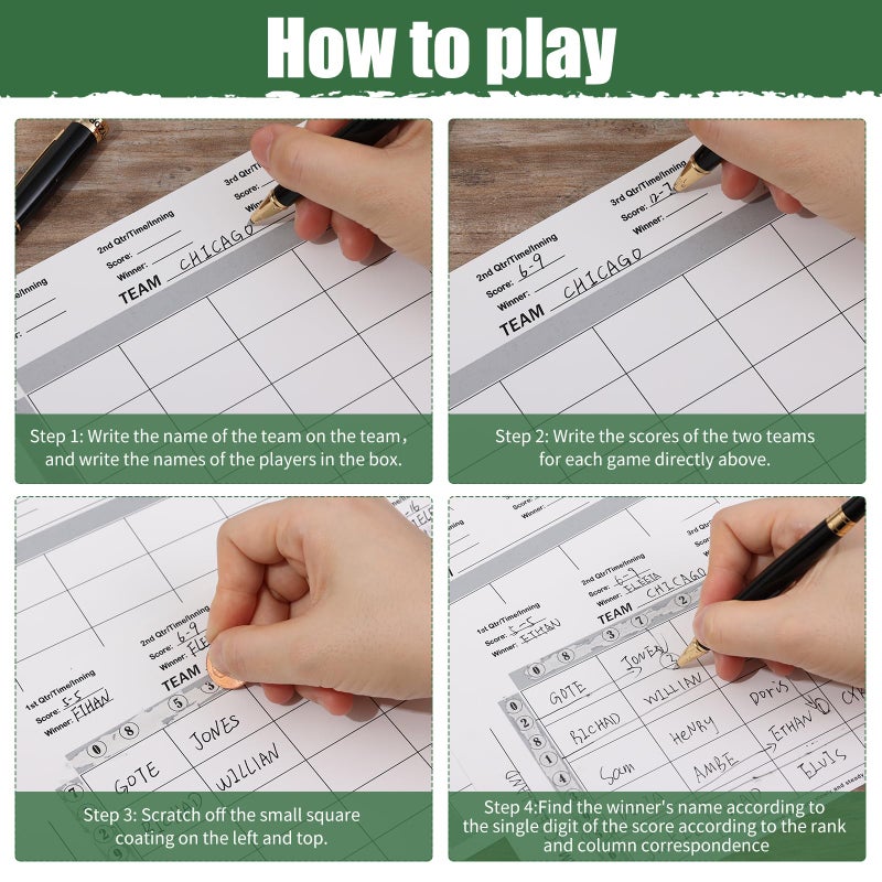ABURRORI 50 Pieces Football Squares Board Pull Tabs Gambling Tickets Super Football Bowl Sports 25 Square Football Pool Cards for Baseball Sports Box Game Betting Party Playing Scratch Off Cards (50) - Image 3