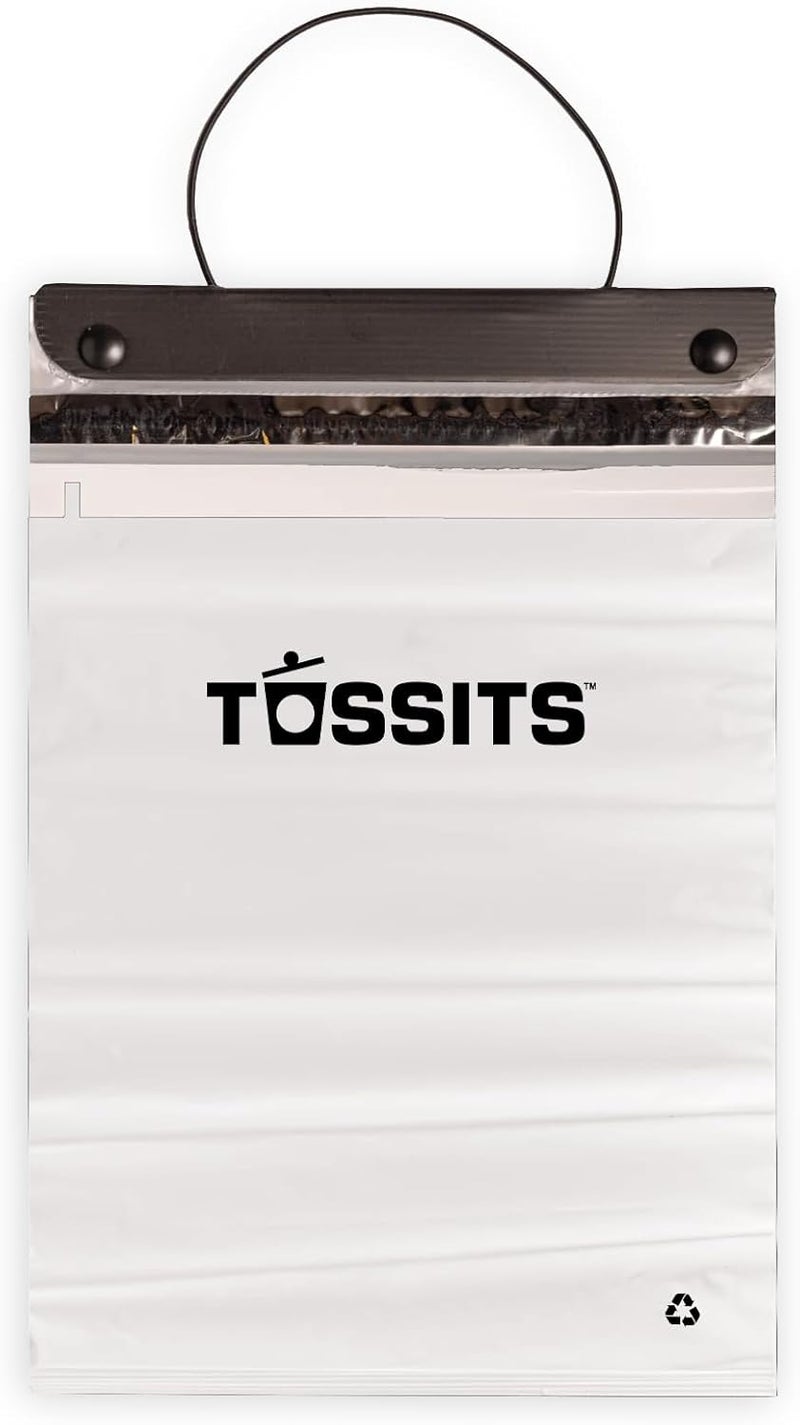 Tossits Disposable Car Trash Bag Hanging (White, Set of 7) - Leak-Proof, Smell-Proof Automobile Trash Container