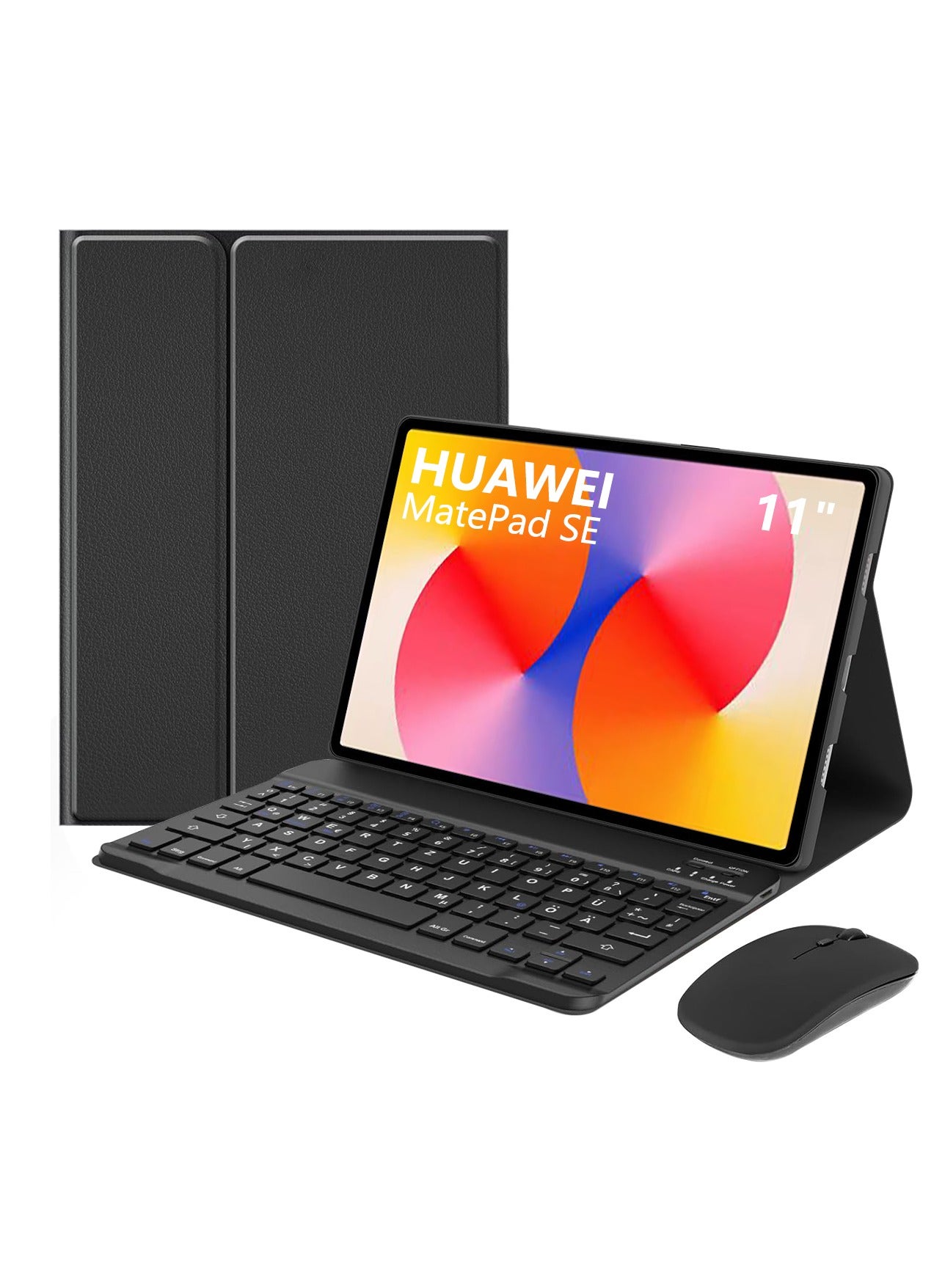 QPHWHFQ Keyboard Case with Mouse for Huawei MatePad SE 11 inch 2024, Detachable Magnetic Bluetooth Keyboard Case, Rechargeable Bluetooth, with Mouse, 3 Angle Adjustment