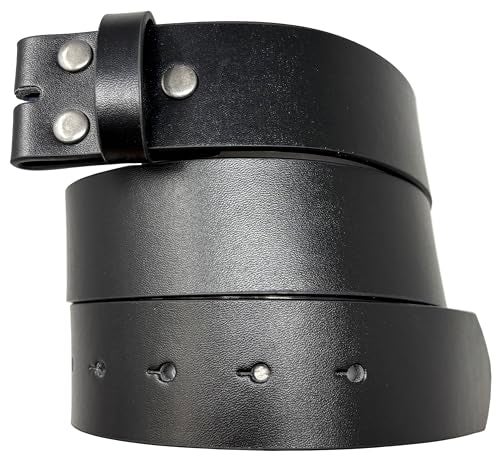 BC Belts Leather Belt Strap with Smooth Grain Finish 1.5" Wide with Snaps (Black-M) - Image 1